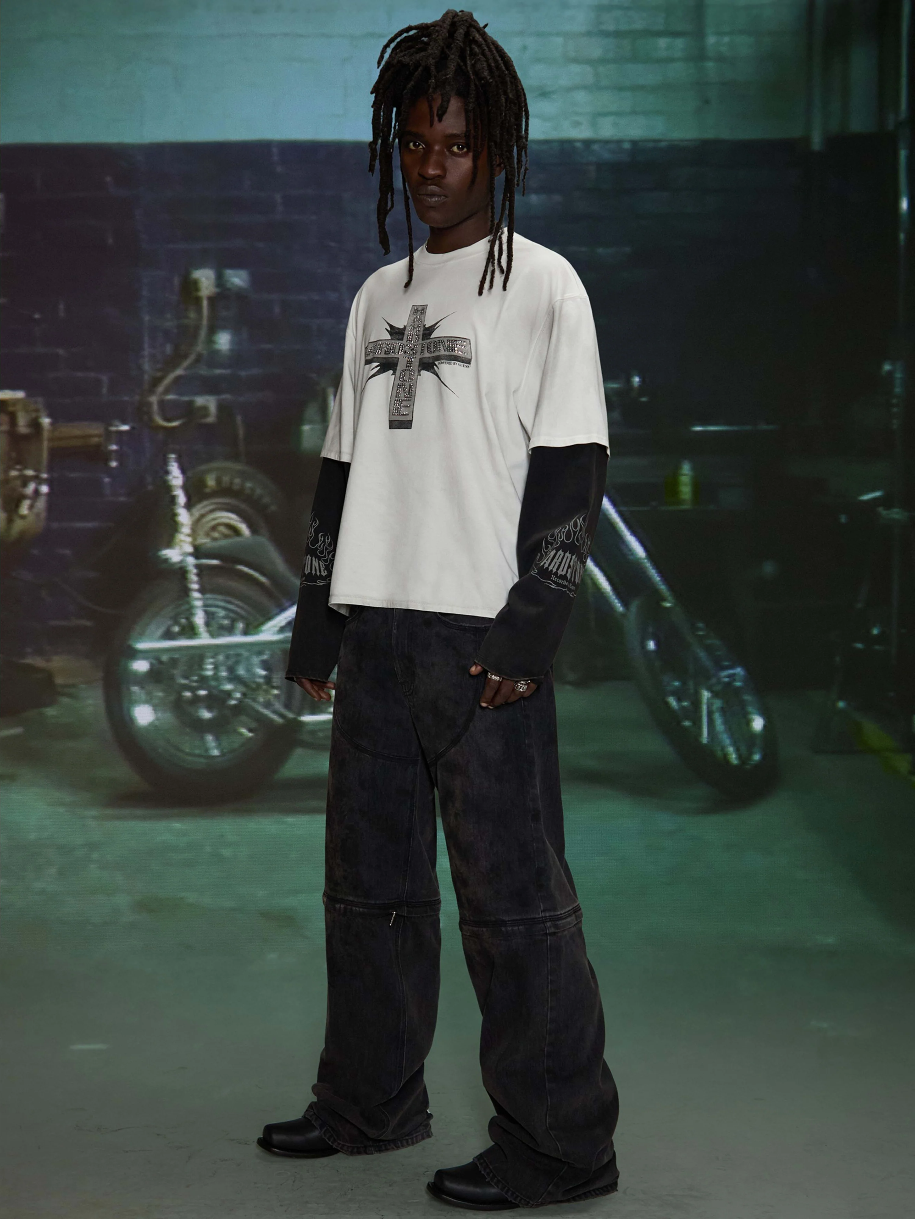 HARDSTONE LAYERED LS TEE (WHITE) - Image 3